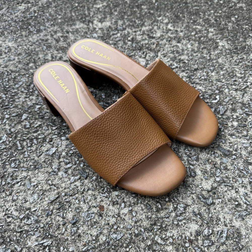 COLE HAAN Calli Single Band Sandal Women's Size US 8.5 B Pecan Leather